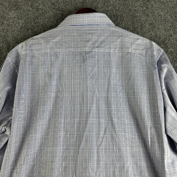 David Alexander Shirt Mens 18 Classic Fit Blue Plaid Cotton Long Sleeve NEW Easy - Picture 9 of 9